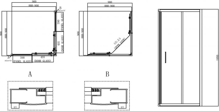 Душевой уголок BelBagno Uno 195 A 2 90 P Cr UNO-195-A-2-90-P-Cr - 2