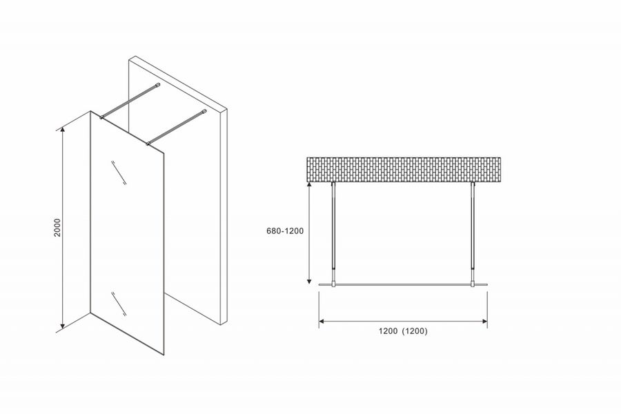 Душевая перегородка ABBER Immer Offen 120 профиль черный  AG68120B8 - 3