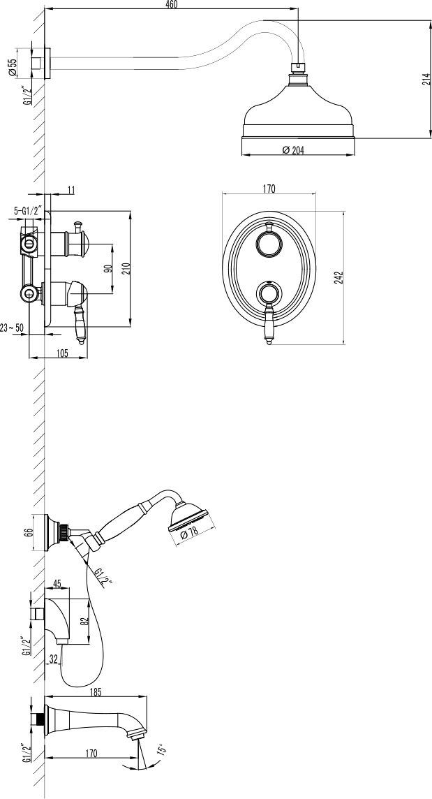 Душевой комплект Lemark Villa LM4822C - 1