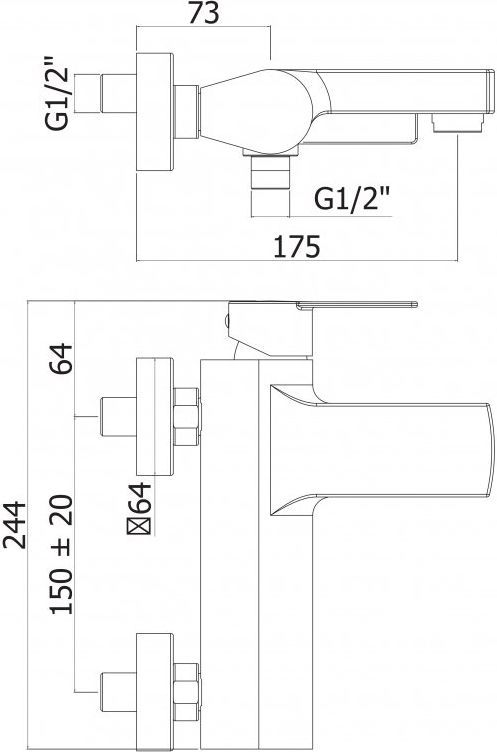 Смеситель Cezares Ovest VDM-01 для ванны с душем, хром OVEST-VDM-01 - 1