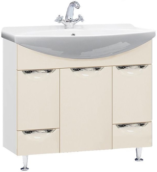 Тумба с раковиной Misty Орхидея 85 бежевая глянцевая СО000006680 - 0