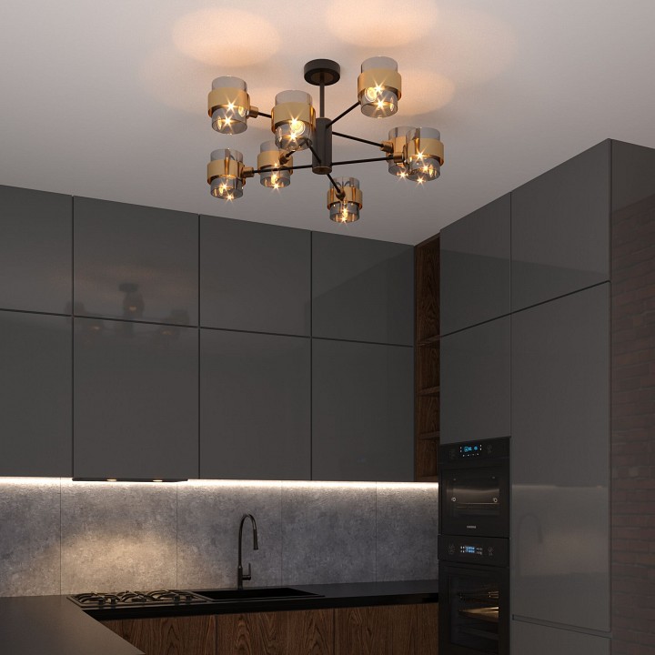 Люстра на штанге Eurosvet Arcada 70127/8 черный/дымчатый - 2