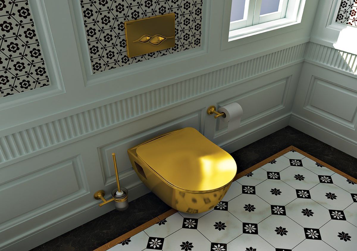 Унитаз подвесной Creavit Single TP325 золото, сиденье микролифт TP325-11CB00E-AK00 - 2