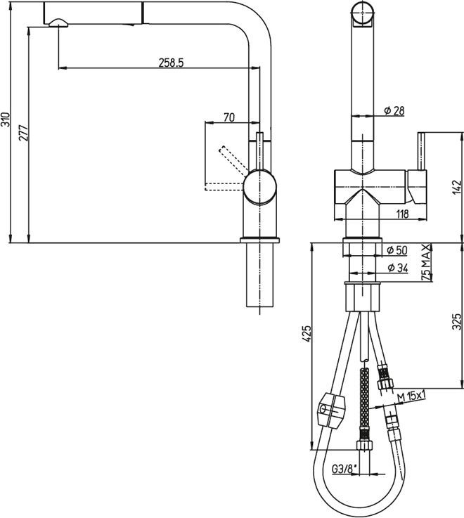 Смеситель для кухни Paini Cucina HDCR566KM - 1