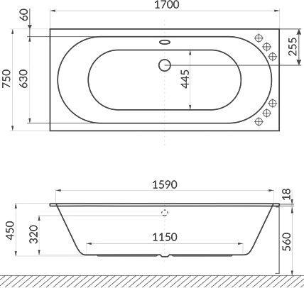 Акриловая ванна Excellent Oceana Slim 170x75 WAEX.OCE17WHS - 6