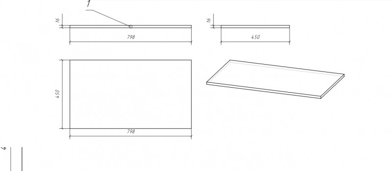 Столешница MODUO 80 SB-BL-MOD80 - 2