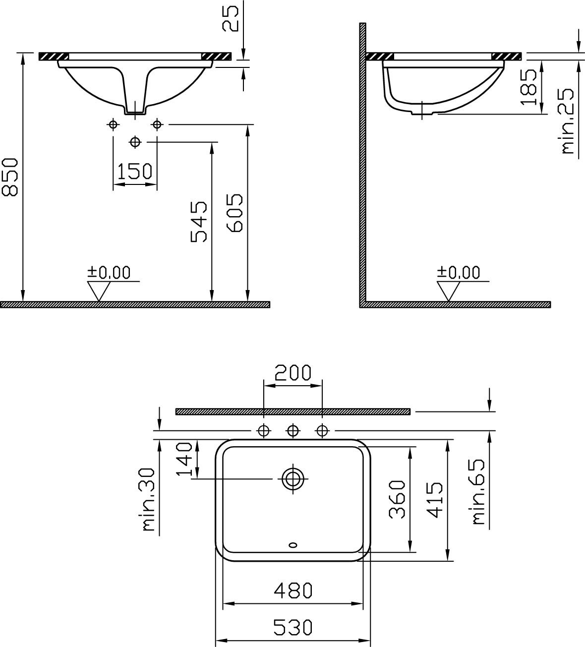 Раковина встраиваемая VitrA S50 53x41 5339B003-0012 - 1