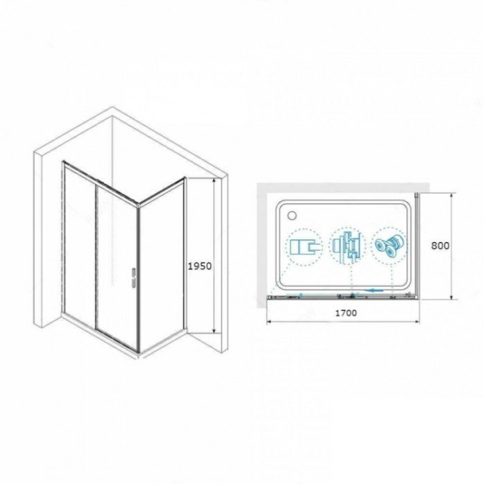 Душевой уголок RGW Leipzig LE-41B 170х80 профиль черный стекло прозрачное 34124187-014 - 2
