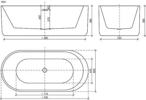 Акриловая ванна Ceramica Nova Fiori 170х80 белая FB04 - 4