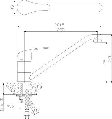 Смеситель для кухонной мойки Rossinka  хром  Y35-21 - 1