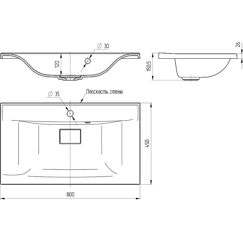 Мебельная раковина Vincea 80 черная матовая VCB-3M800B - 1