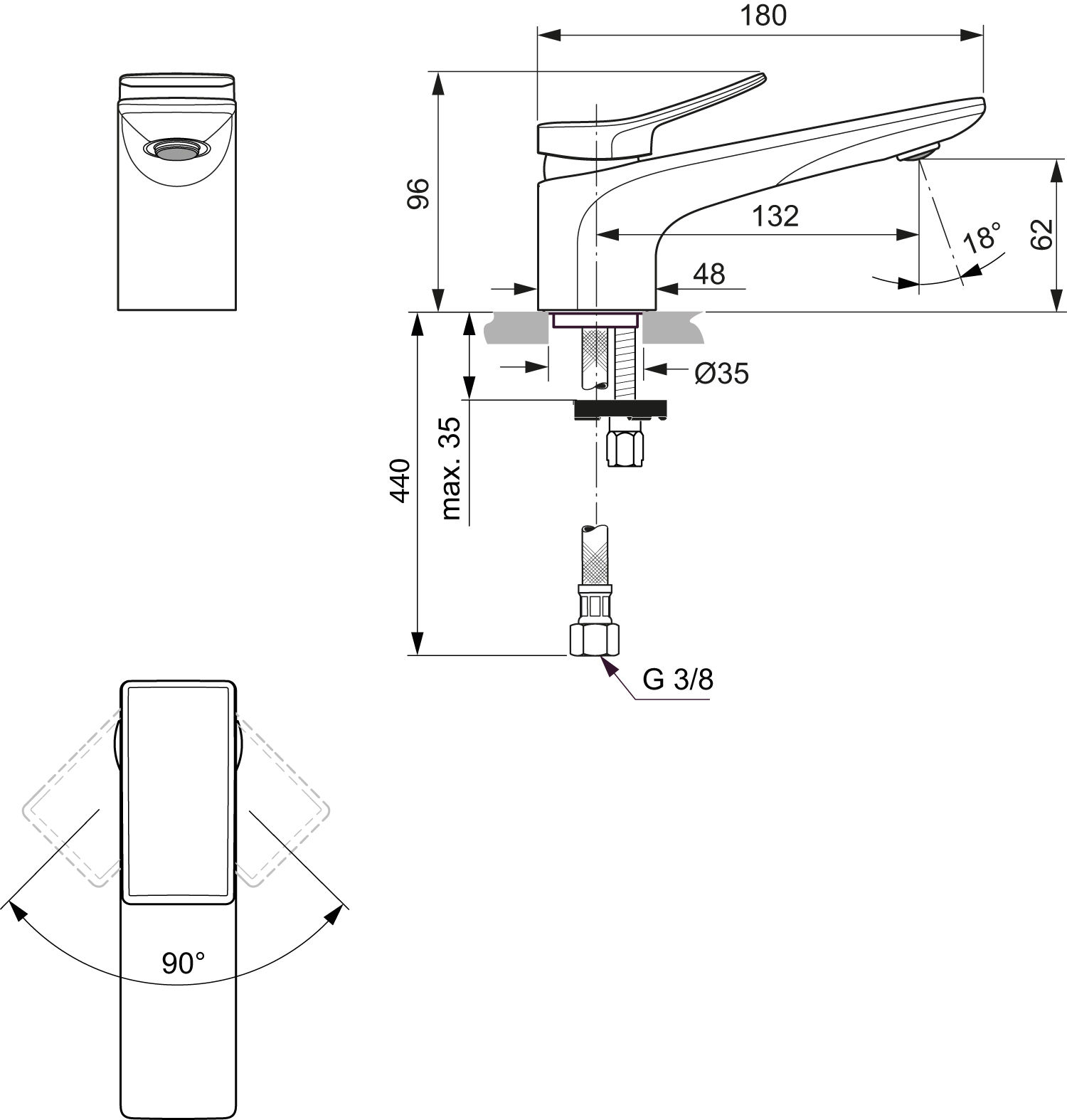  Смеситель для раковины Ideal Standard Conca хром BC754AA - 6