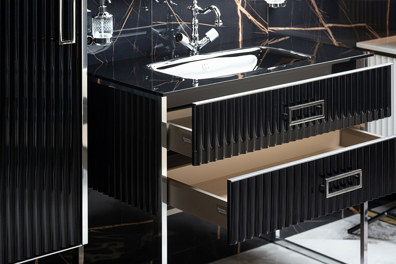 Тумба под раковину моноблок Boheme Armadi Art Monaco 80 черный глянец - хром 866-080-BCR - 3