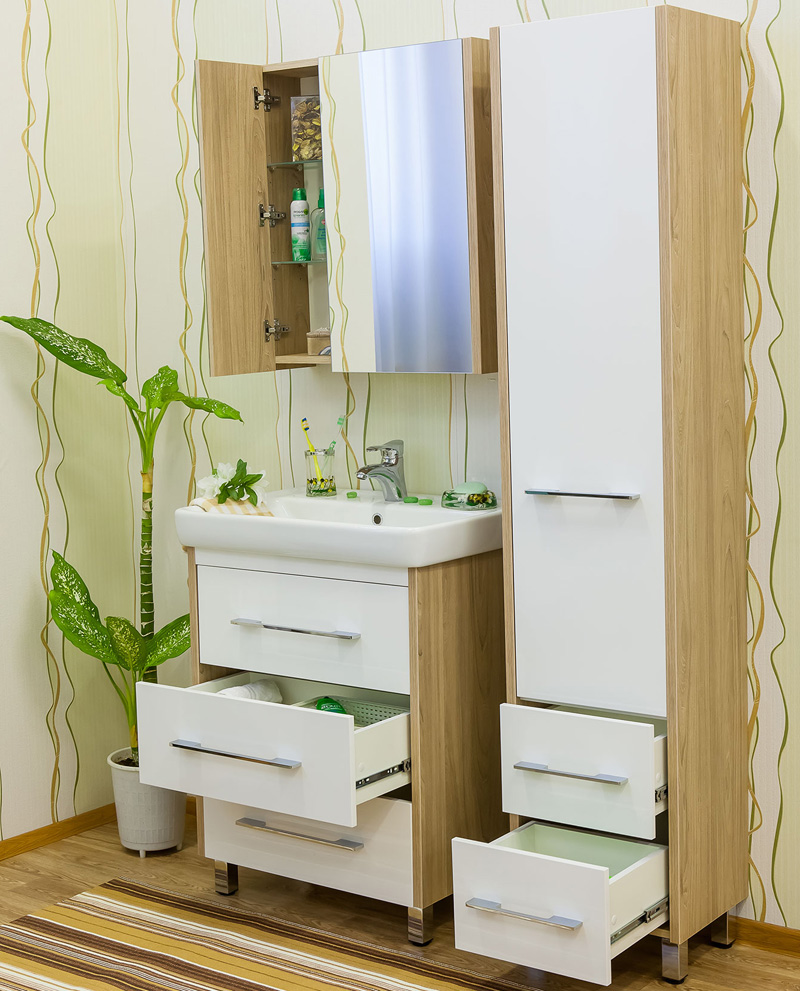 Шкаф-пенал Sanflor Ларго вяз швейцарский, белый R Н0000000029 - 3