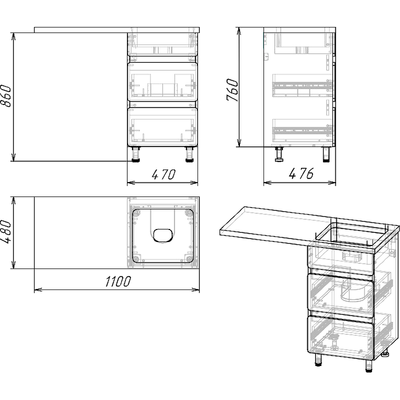 Тумба под раковину напольная Stella Polar Корделия 50 белая SP-00001112 - 3