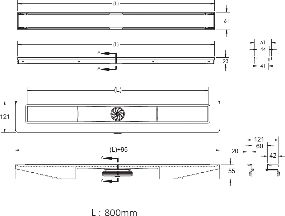 Душевой лоток Berges B1 Keramik 80 золото глянцевое 092019 - 1