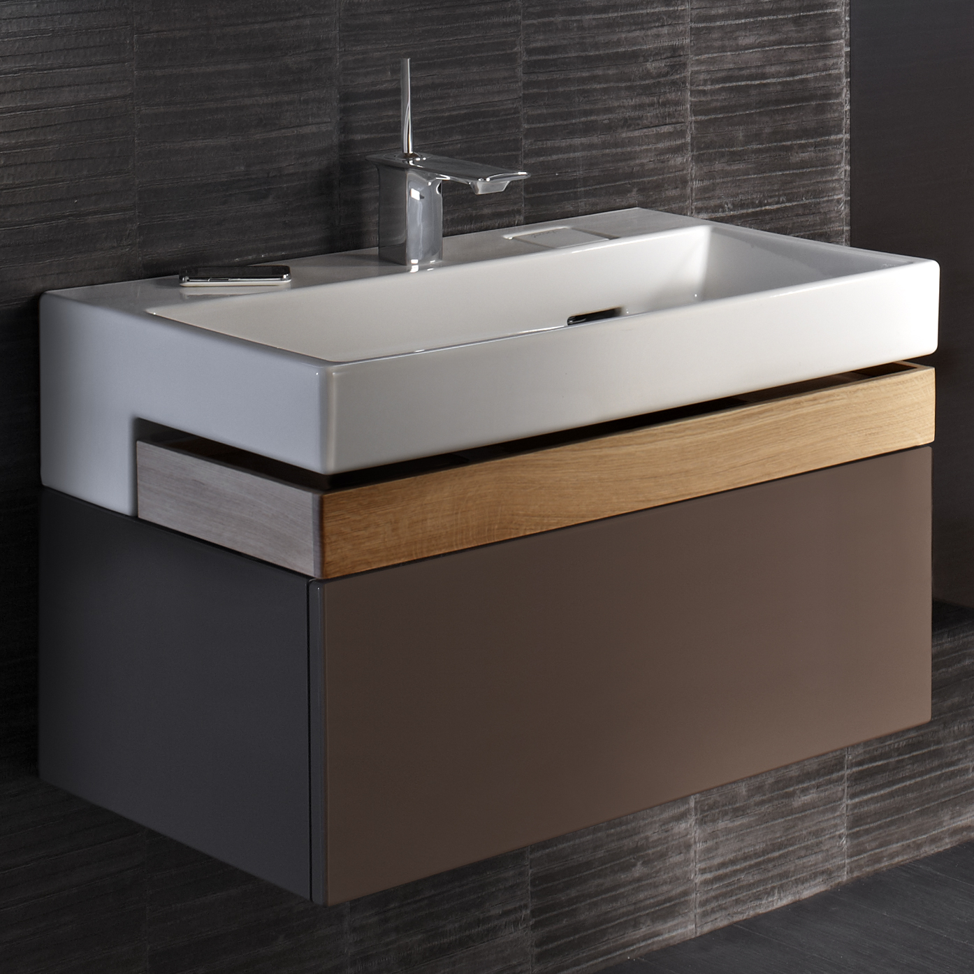 Тумба с раковиной Jacob Delafon Terrace 80 ледяной коричневый лак - 0