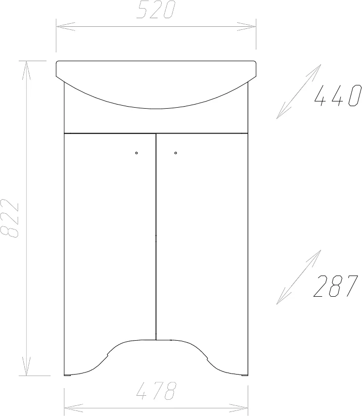 Тумба с раковиной Onika Омега 50 белый  - 3