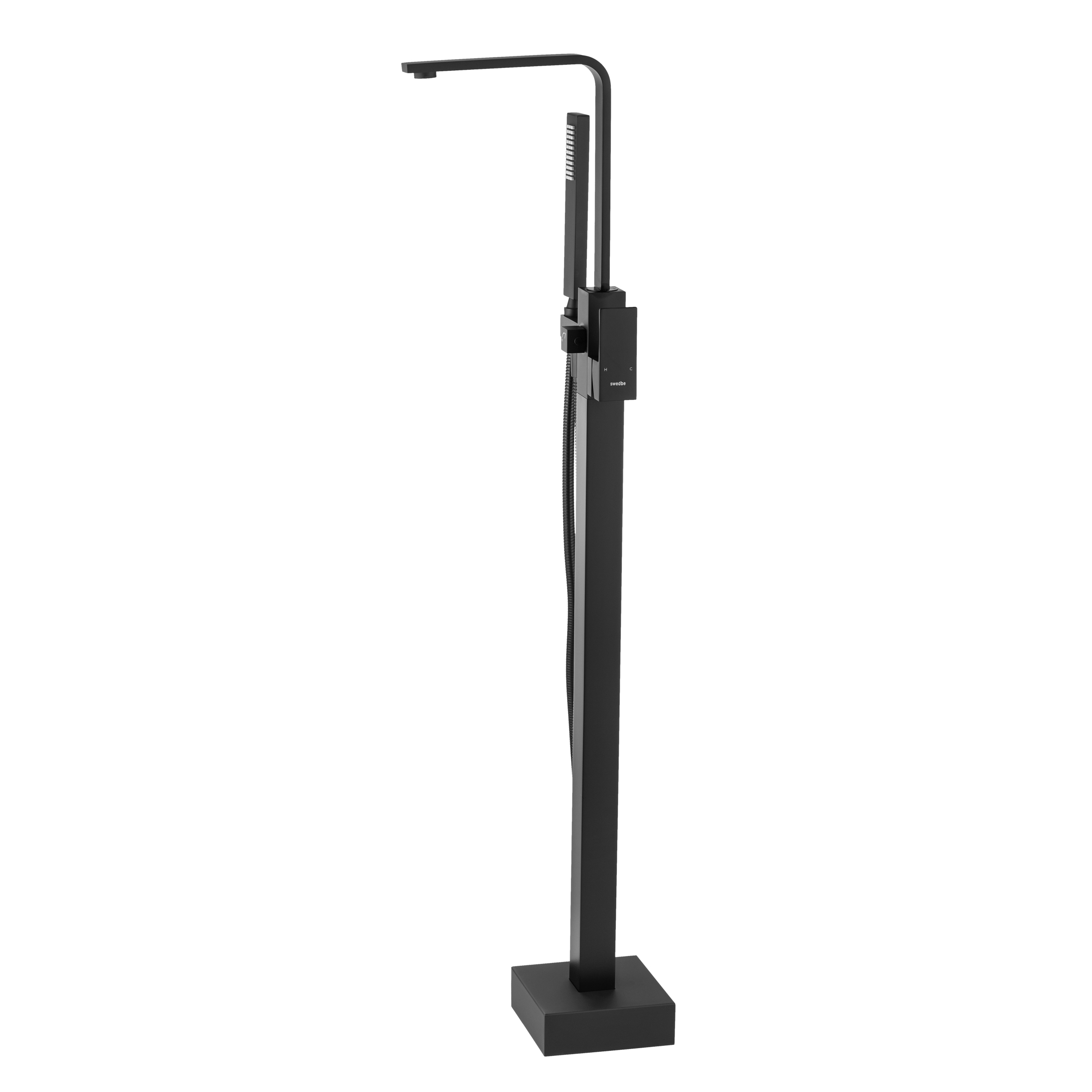 Смеситель напольный Swedbe Spira черный матовый  4005B - 4