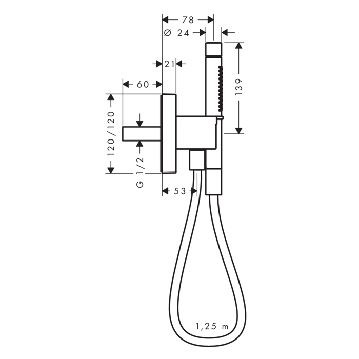 AX 12 626 000 Starck Душевой набор, шланг 1250 мм + шланговое подключение 12626000 - 1
