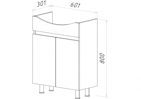 Тумба с раковиной Misty Амур 60 белая матовая УТ000012523 - 4