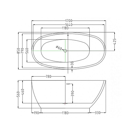 Акриловая ванна Esbano Sophia 170х85 белый  ESVASOPHW - 2