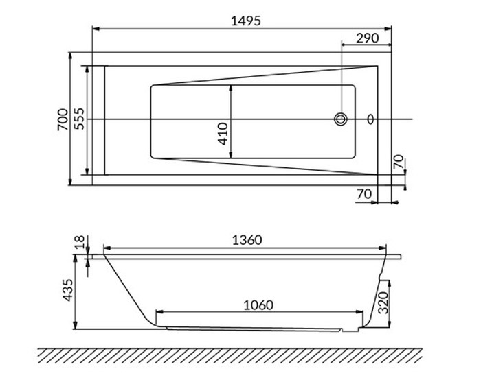 Ванна акриловая WHITECROSS Wave Slim 150x70 белый 0111.150070.100 - 4