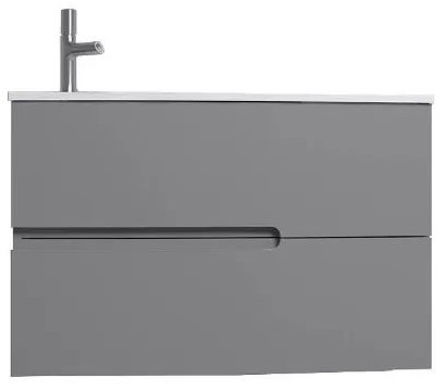 EB1888RU-442 Nona Мебель с интегрированными ручками, глянцевый серый антрацит, 80 см, 2 ящика - 0