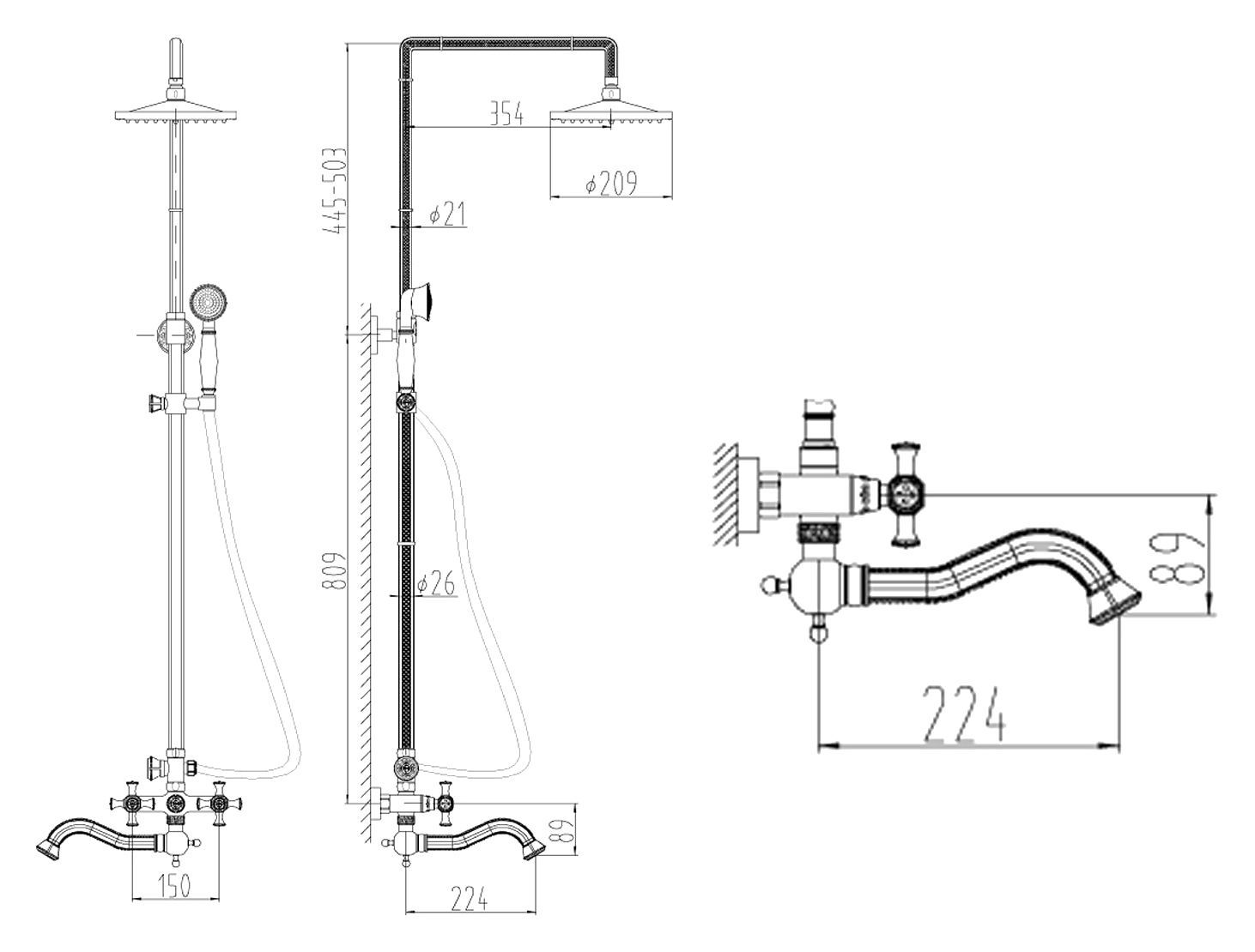 Душевая стойка Zorg Antic A 7002DS-SL - 2