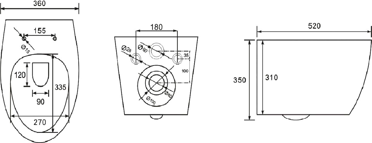 Чаша для унитаза подвесного Art&Max Imola AM217CHR - 3