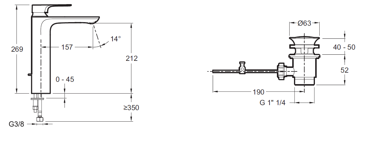 Смеситель Jacob Delafon Aleo+ E72337-CP для раковины - 1
