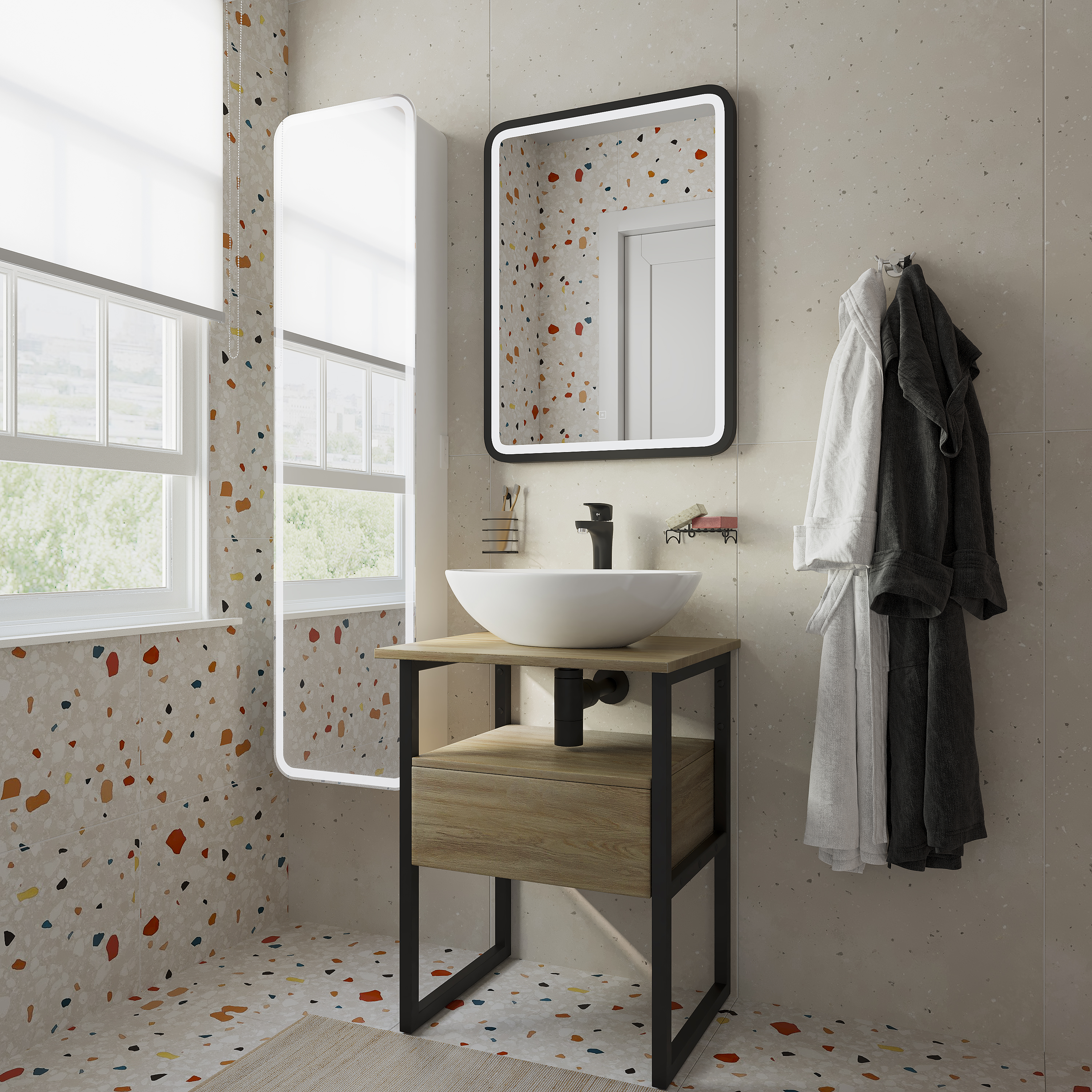 Мебель для ванной DIWO Элиста 60 светлое дерево, столешница светлое дерево с раковиной Moduo 55 Leaf 567961 - 1