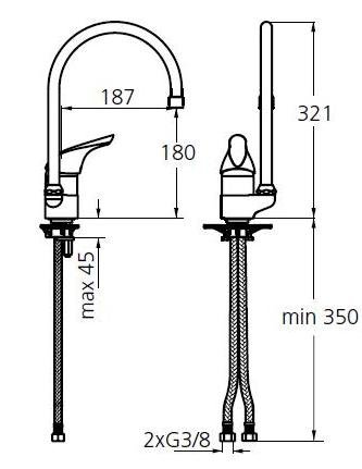 Смеситель для кухонной мойки Ideal Standard Ceraplan хром  B9000B4 - 1