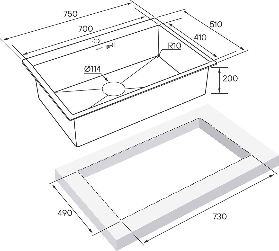 Мойка кухонная Paulmark Vast 75 брашированное золото PM217551-BG - 3