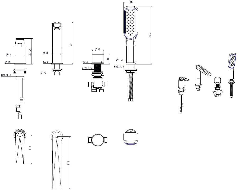 Смеситель Boheme Venturo 370-W на борт ванны - 1