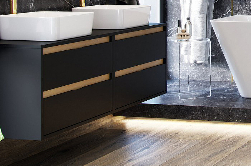 Тумба под накладную раковину Excellent Tuto 60 черный матовый - светлое дерево  MLEX.0104.600.BKBL - 2