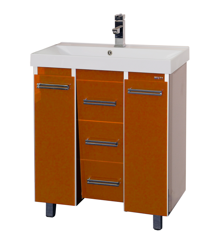 Джулия QVATRO - 75 Тумба с 3 ящ. конус оранжевая Л-Джк01075-1310Ко3 - 0