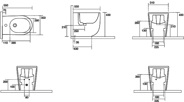 Биде напольное Kerasan Nolita серый матовый  532059*1 - 2