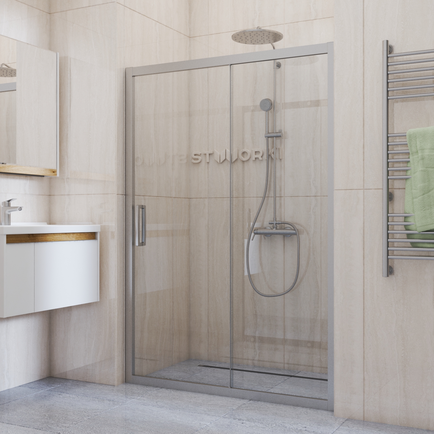Душевая дверь в нишу STWORKI Стокгольм DE019D2150200 150 см профиль хром матовый 3GW205TTKK000 - 6