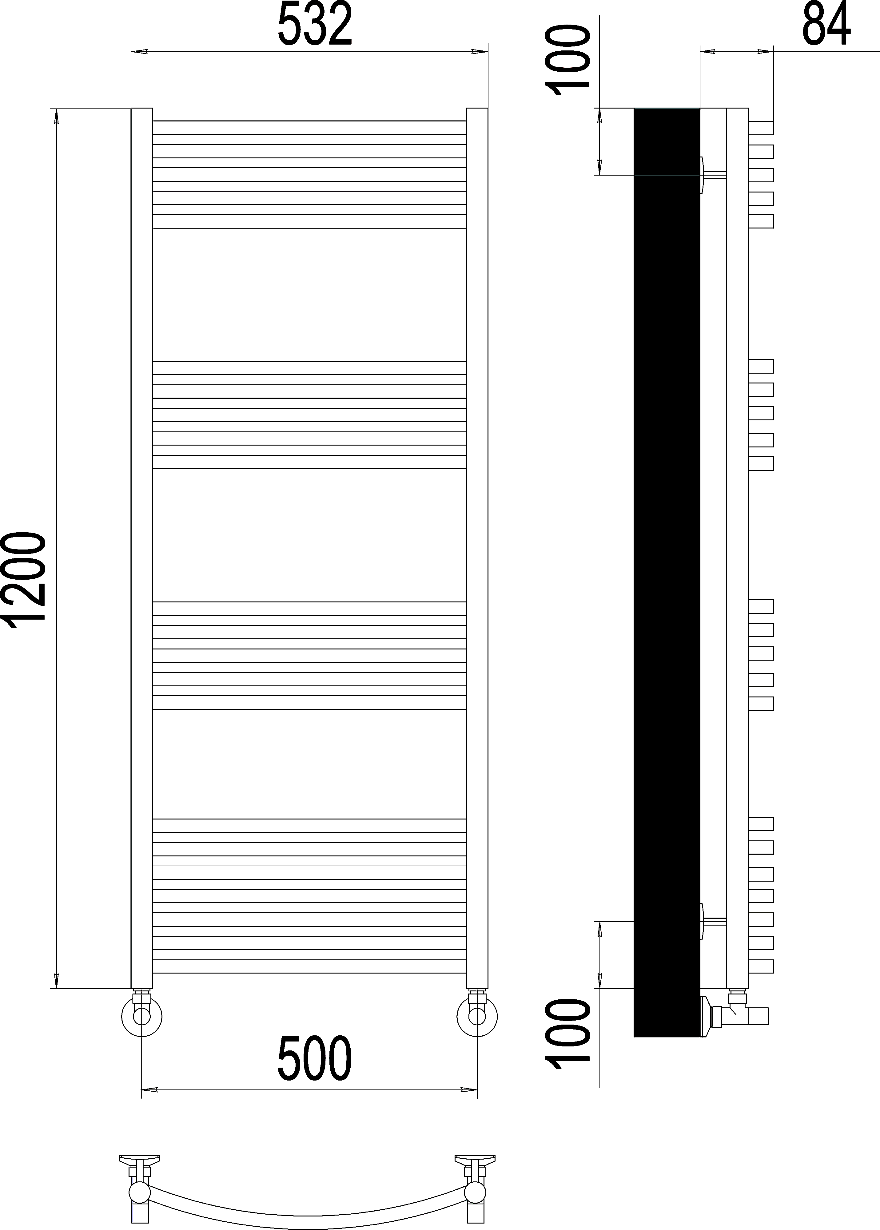 Водяной полотенцесушитель Terminus Классик П22 500х1200 Хром 4670078529619 - 2