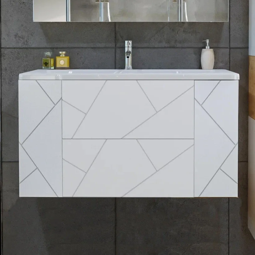 Тумба под раковину Бриклаер Кристалл 100 белая матовая  4627125415920 - 0