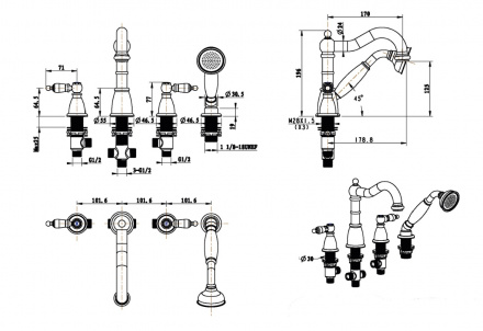Смеситель на борт ванны Boheme Tradizionale хром 396-CRST - 1