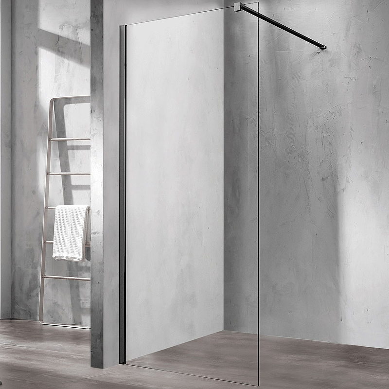 Душевая перегородка Vincea Walk-In 110х200 черная стекло прозрачное VSW-1H110CLB - 0