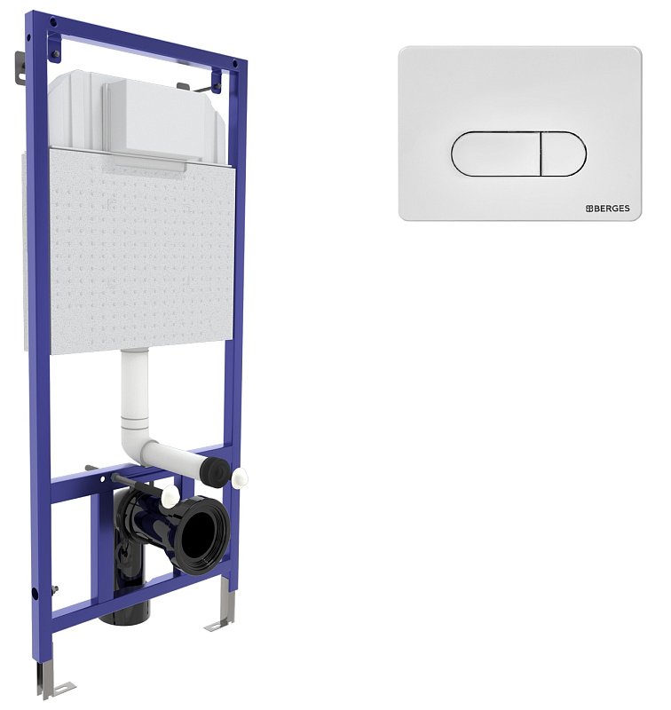 Инсталляция для унитазов Berges Novum с белой кнопкой смыва 040234 - 0