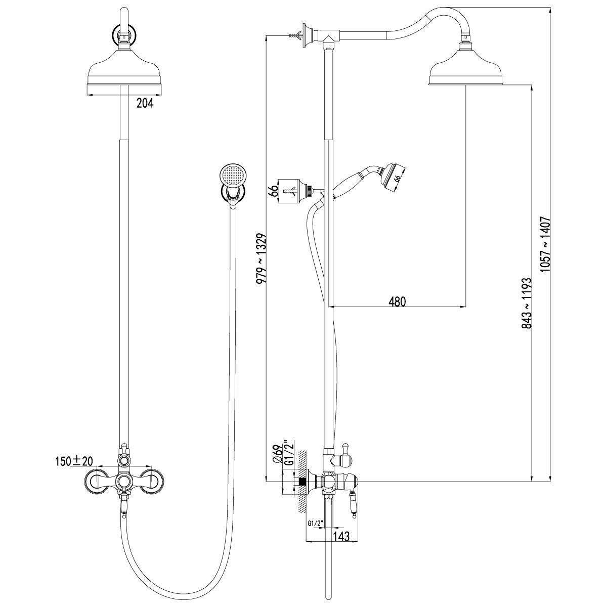 Душевая стойка Lemark Villa  LM4860B - 1