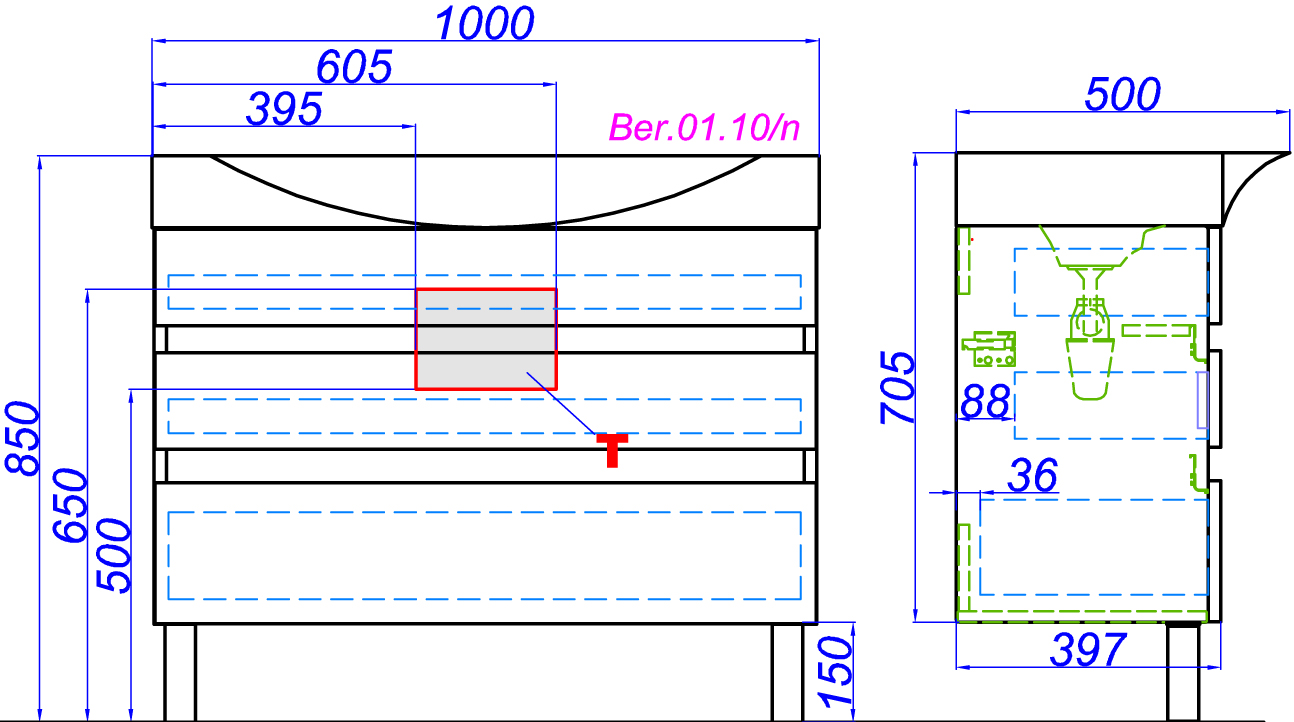 Тумба с раковиной Aqwella 5 stars Бергамо 100 напольная, акация - 5