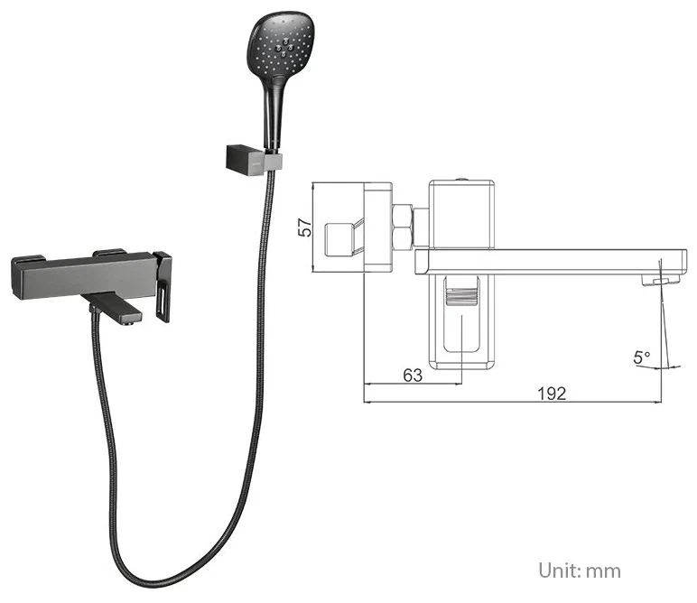 Смеситель для ванны Gappo оружейная сталь G3217-9 - 2