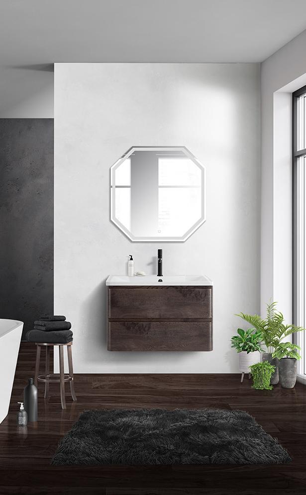 Тумба с раковиной BelBagno Albano 80 темное дерево - 14