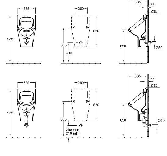 Писсуар подвесной Villeroy & Boch Architectura белый  55730001 - 1