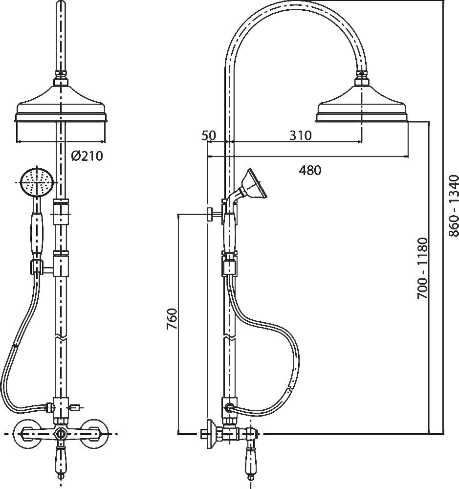 Душевая стойка Cezares Venezia VENEZIA-CD-03/24-Bi - 2